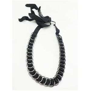 Ribbon and Silver Circle Chain Belt / Necklace